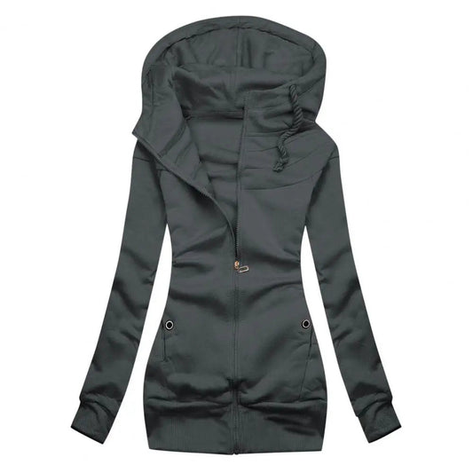 Women's Cozy Fitted Zip Up Hooded Jacket - VogeLuxe
