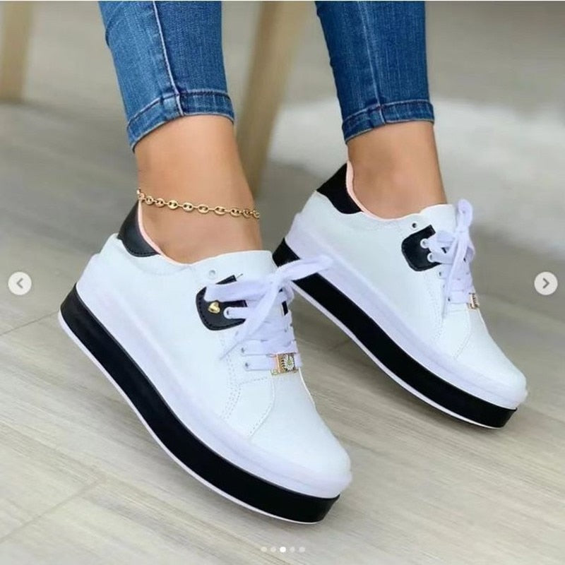 Soft Womens Casual Sneakers with Bright Stripe Detail - BritishElegance