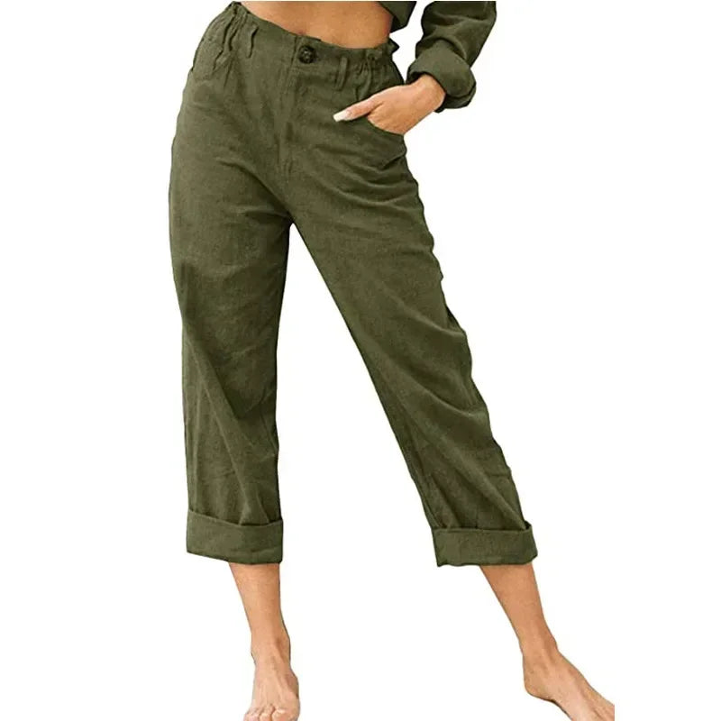 Lightweight Women's Casual Linen Pants with Pockets