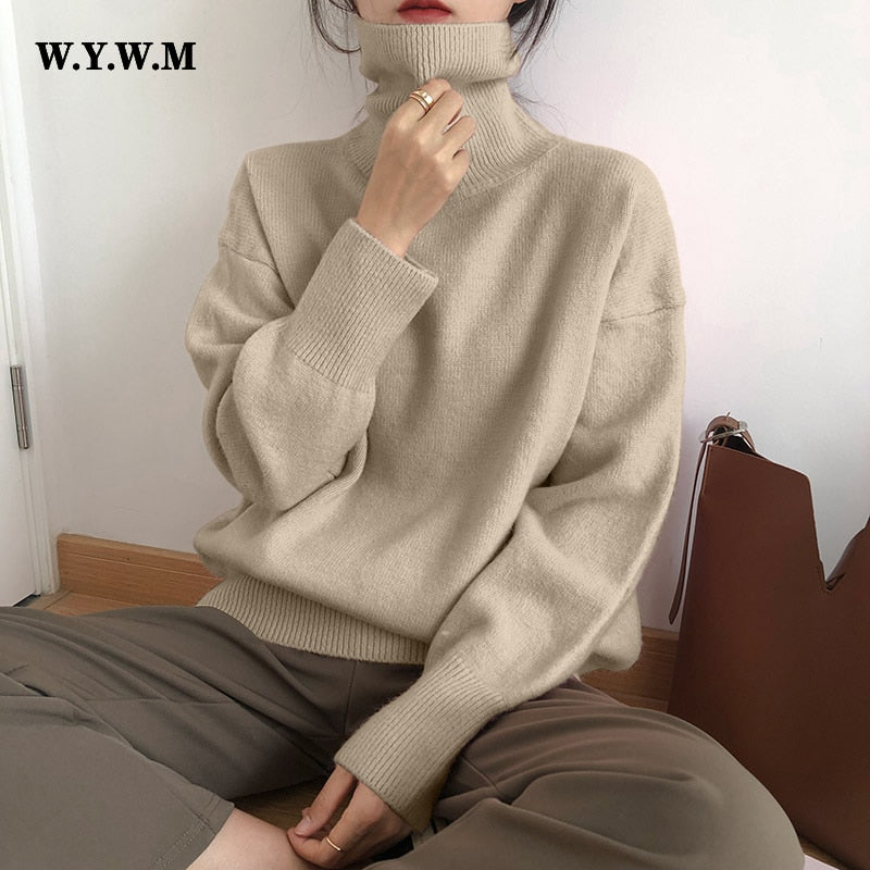 Cozy Women's Big Knit Turtleneck Winter Sweater