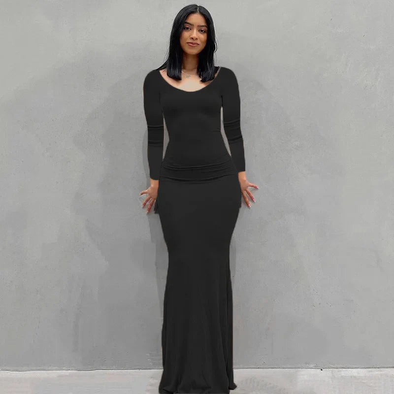 Elegant Strapless Black Floor Length Evening Dress