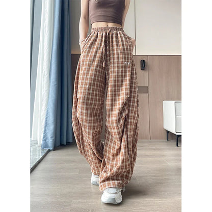 Trendy Plaid High Waist Women's Jogger Pants