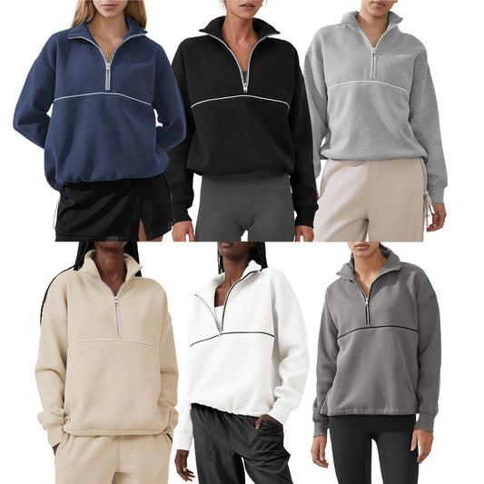Casual Oversized Long Sleeve Pullover Sweatshirt - VogeLuxe