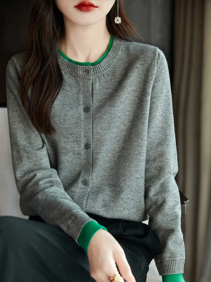 Pastel Color Block Open Front Cardigan Sweater for Women