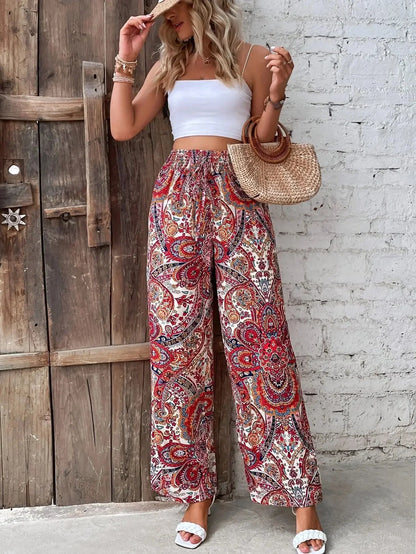Comfortable Loose Fit Stretchy Printed Women's Trousers