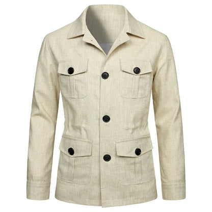 Classic Safari Style Cotton Jacket for Men