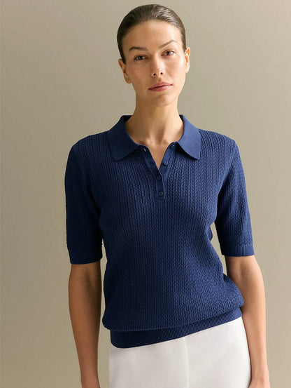 Relaxed Fit Knit Polo Shirt – Casual Summer Women's Tee