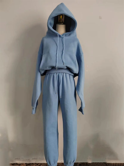 Warm Women's Fleece Hoodie and Jogger Set