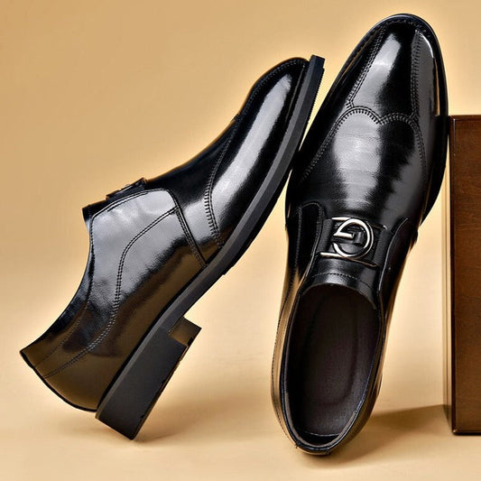 Classic Black Dress Slip-On Shoes - BritishElegance