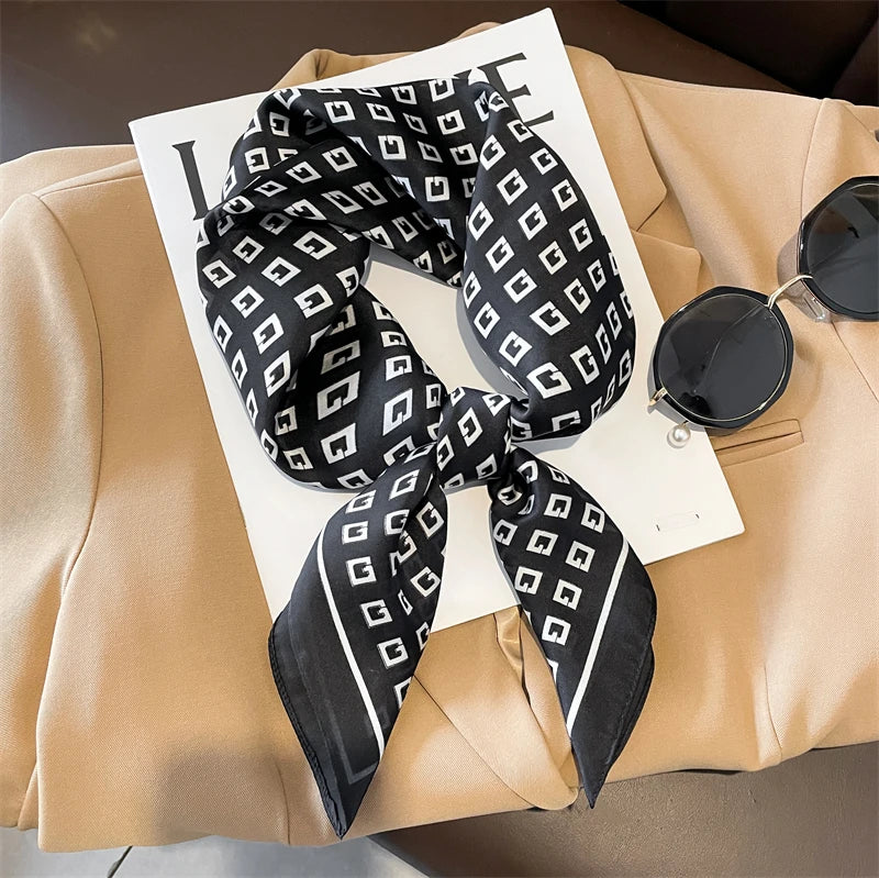 Soft Plaid Scarf for Women Neck Hair Accessory