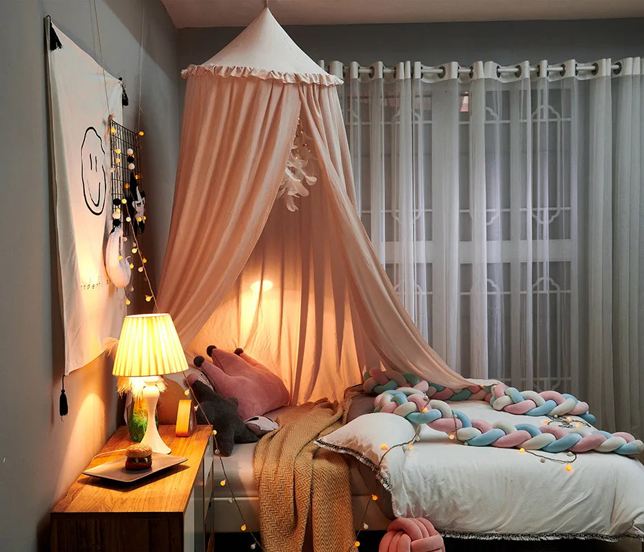 Colorful Kids Bed Curtain With Tassels