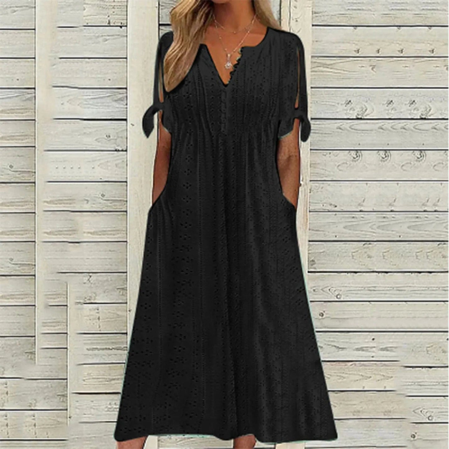 Comfy Lightweight Short Sleeve Midi Dress for Women