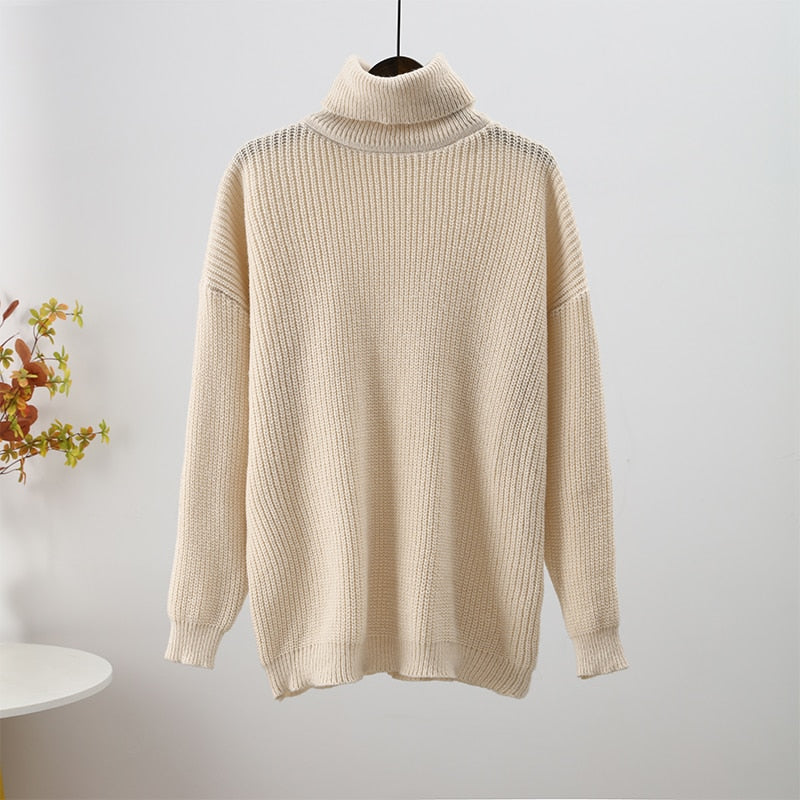 Soft Women's Cable Knit Turtleneck Sweater