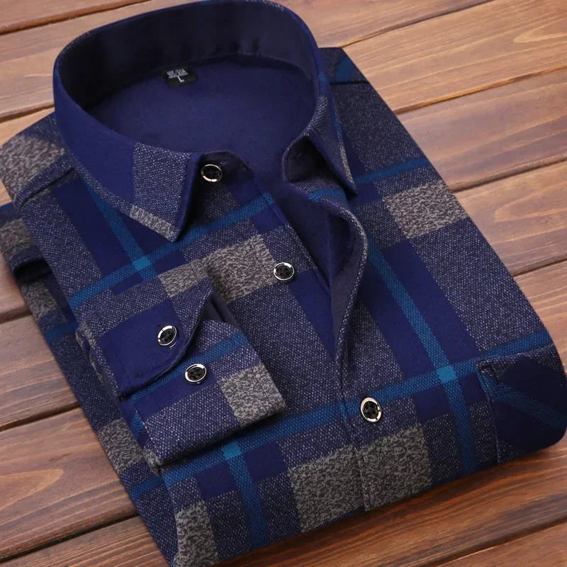 Cozy Plaid Flannel Shirt for Men - Warm Fleece Lined