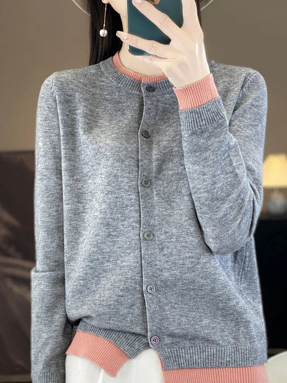 Pastel Color Block Open Front Cardigan Sweater for Women