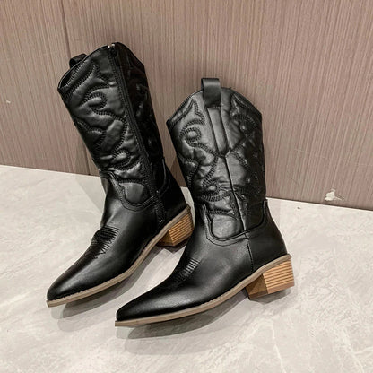 Western Embroidered Ankle Cowboy Boots for Women - VogeLuxe