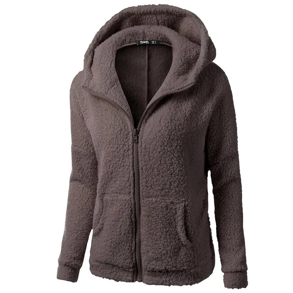 Soft Faux Fur Ladies Hooded Winter Jacket