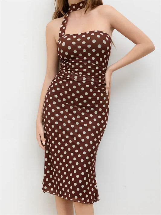 Chic Sleeveless Dot Print Maxi Dress for Women - VogeLuxe