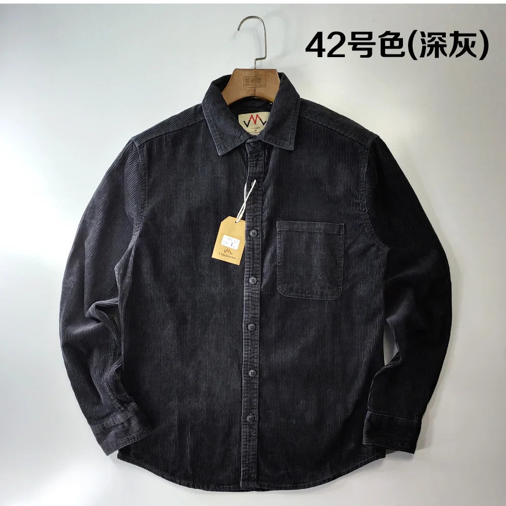 Classic Casual Corduroy Button Down Shirt for Men