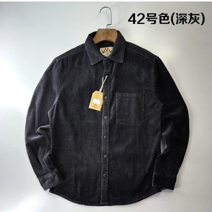 Classic Casual Corduroy Button Down Shirt for Men