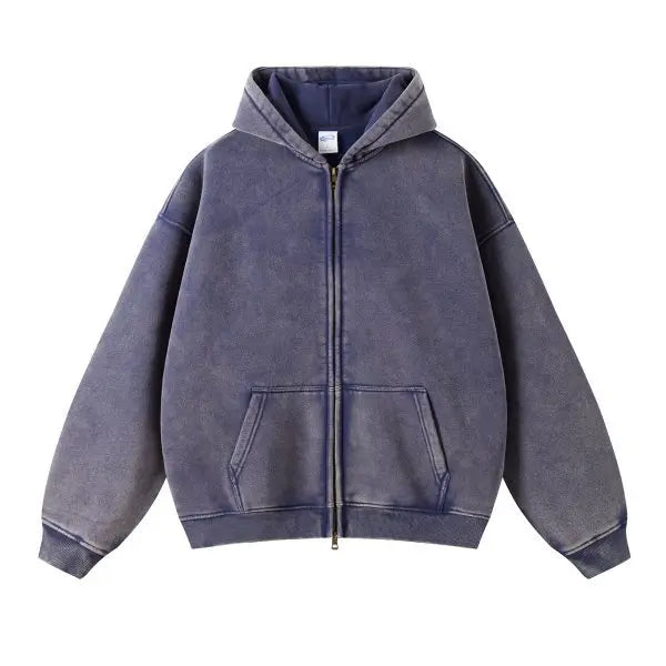 Premium Distressed Full Zip Urban Hoodie