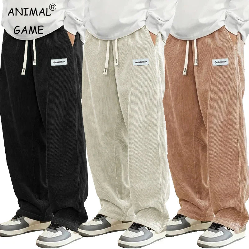 Relaxed Fit Corduroy Casual Pants - VogeLuxe