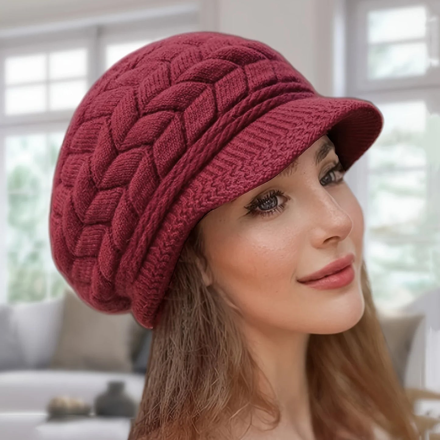 Classic Warm Beanie Hat with Brim