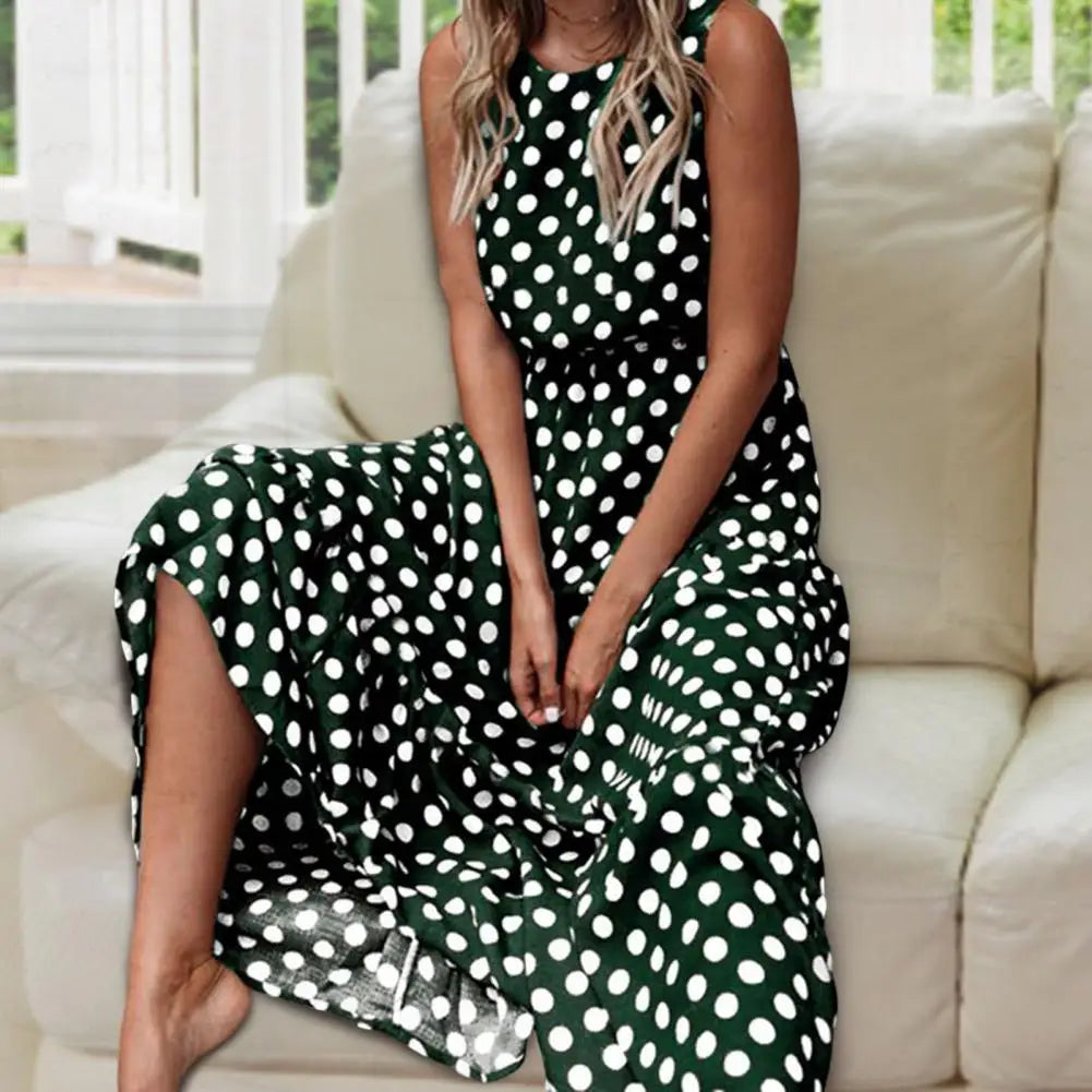 Casual Loose Fit Polka Dot Sundress for Women