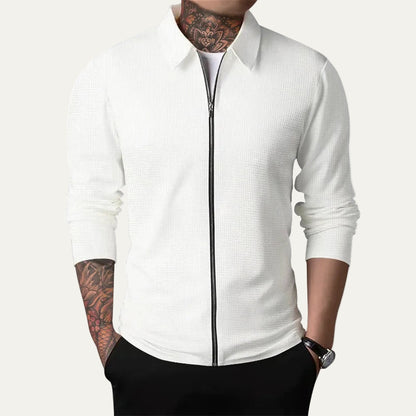 VogeLuxe | Men’s Textured Zip Up Collared Jacket