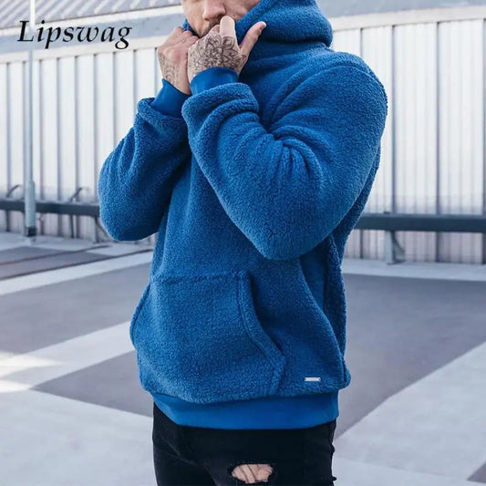 Warm Plain Zip Up Men's Fleece Hoodie - VogeLuxe