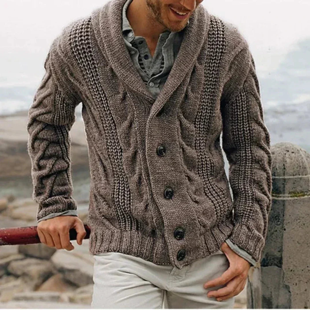 Classic Men's Cable Knit Sweater Jacket
