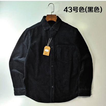 Classic Casual Corduroy Button Down Shirt for Men