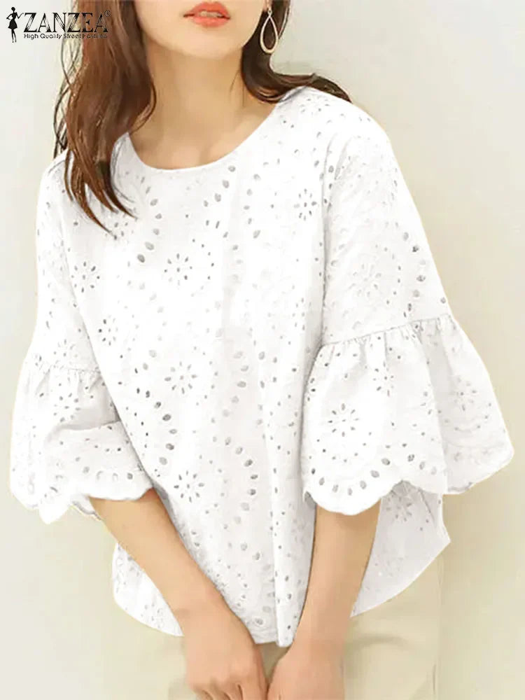 Delicate Floral Cut-Out Women's Top