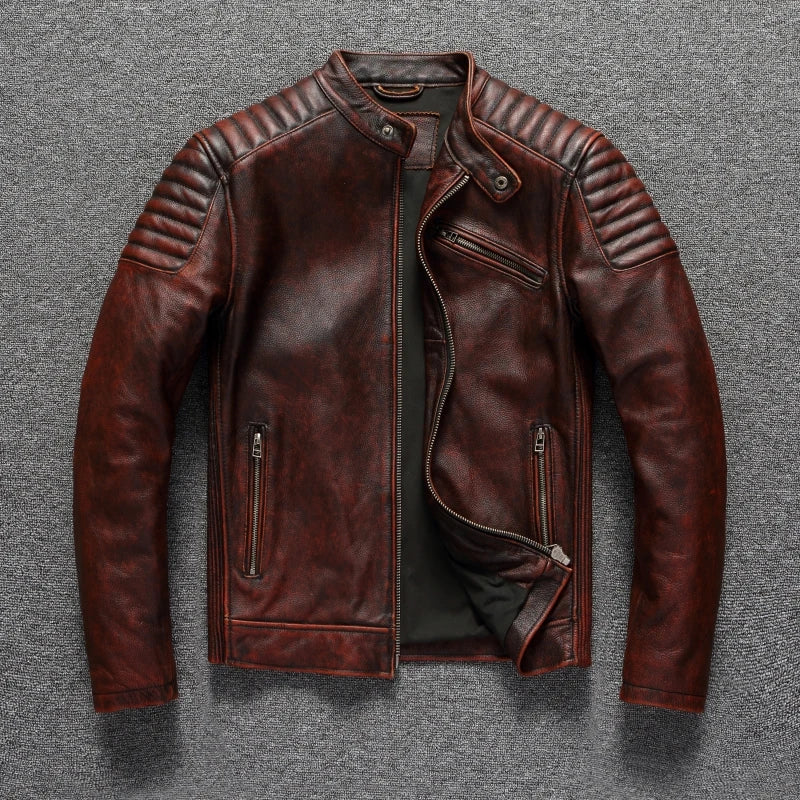 Authentic Leather Biker Jacket - Classic Bike Style