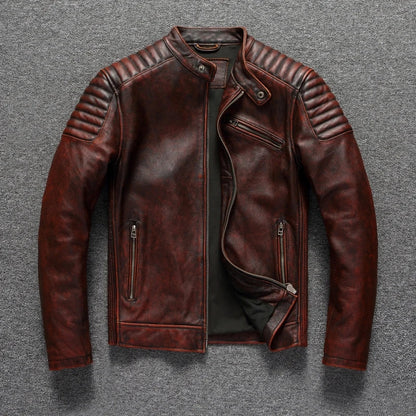 Authentic Leather Biker Jacket - Classic Bike Style