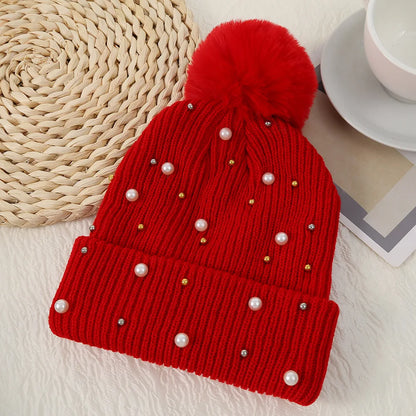 Sparkly Stone Pom Pom Winter Hat