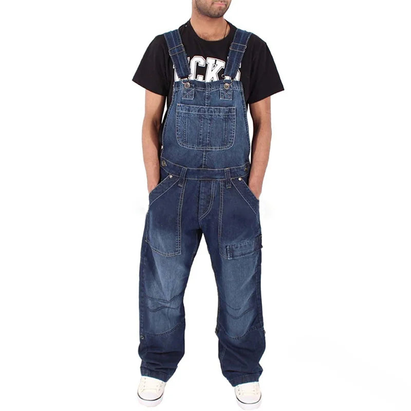 Relaxed Fit Jeans Overall Jumpsuit with Adjustable Straps