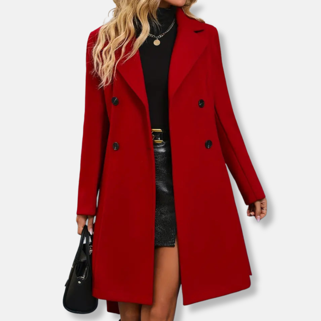 Sienna A-Line Trench Coat | Double-Breasted Belted Coat 0