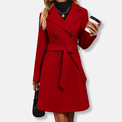 Sienna A-Line Trench Coat | Double-Breasted Belted Coat 1
