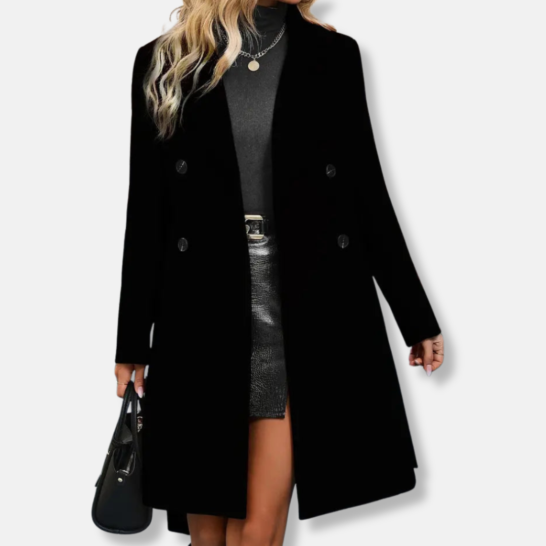 Sienna A-Line Trench Coat | Double-Breasted Belted Coat 10
