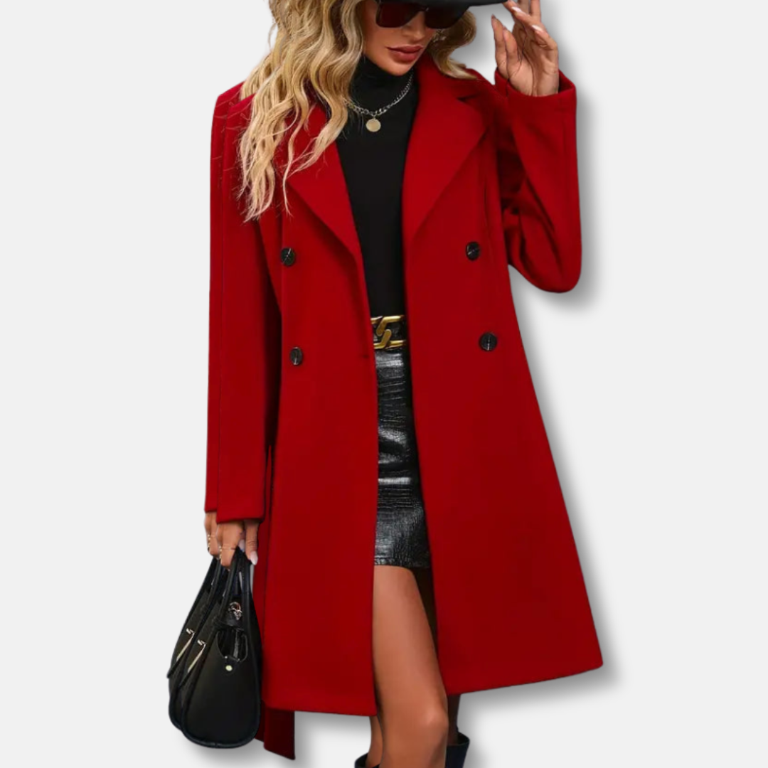 Sienna A-Line Trench Coat | Double-Breasted Belted Coat 2