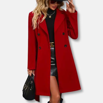 Sienna A-Line Trench Coat | Double-Breasted Belted Coat 2