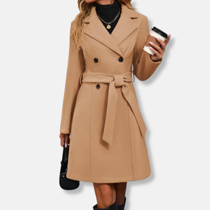 Sienna A-Line Trench Coat | Double-Breasted Belted Coat 3