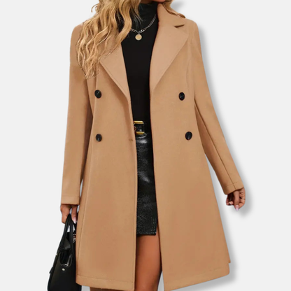 Sienna A-Line Trench Coat | Double-Breasted Belted Coat 5