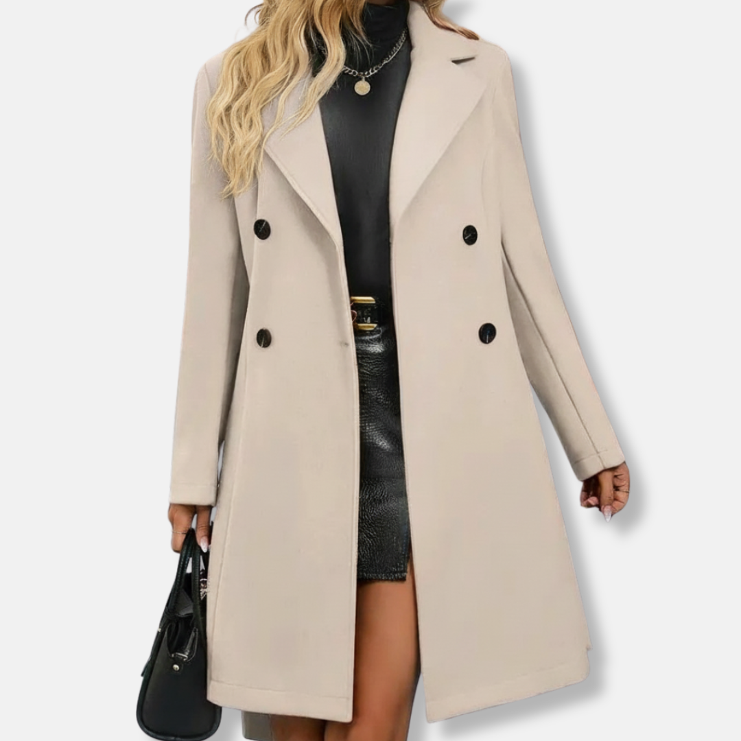 Sienna A-Line Trench Coat | Double-Breasted Belted Coat 9