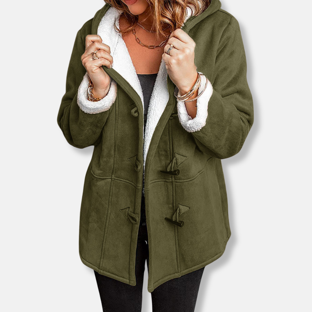 Sienna Hooded Toggle Coat | Relaxed Fit Thigh-Length Coat 4