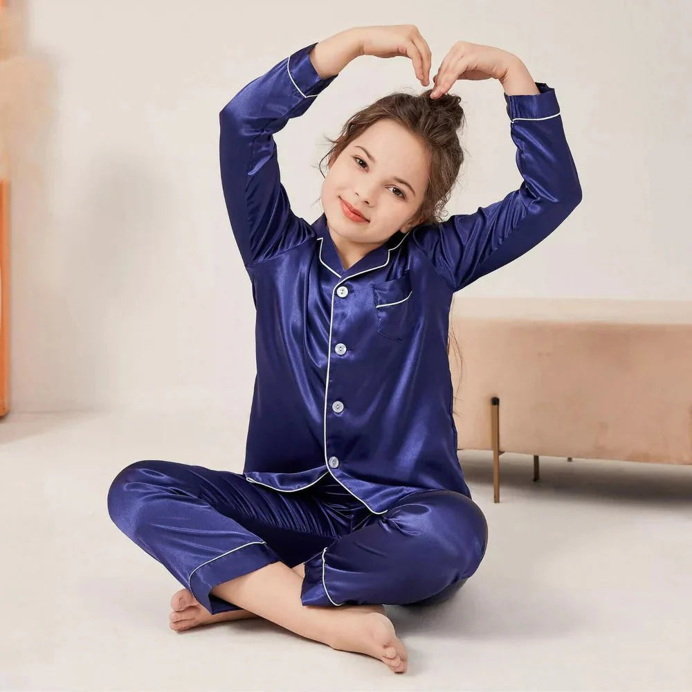 Soft Kids Sleepwear Silk Pajama Set Nightwear - VogeLuxe