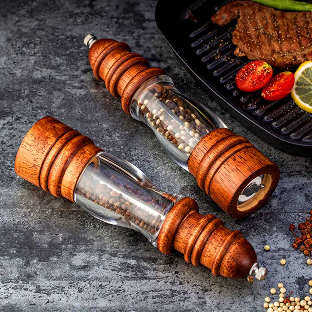 Natural Wood Salt and Pepper Grinder Set - VogeLuxe
