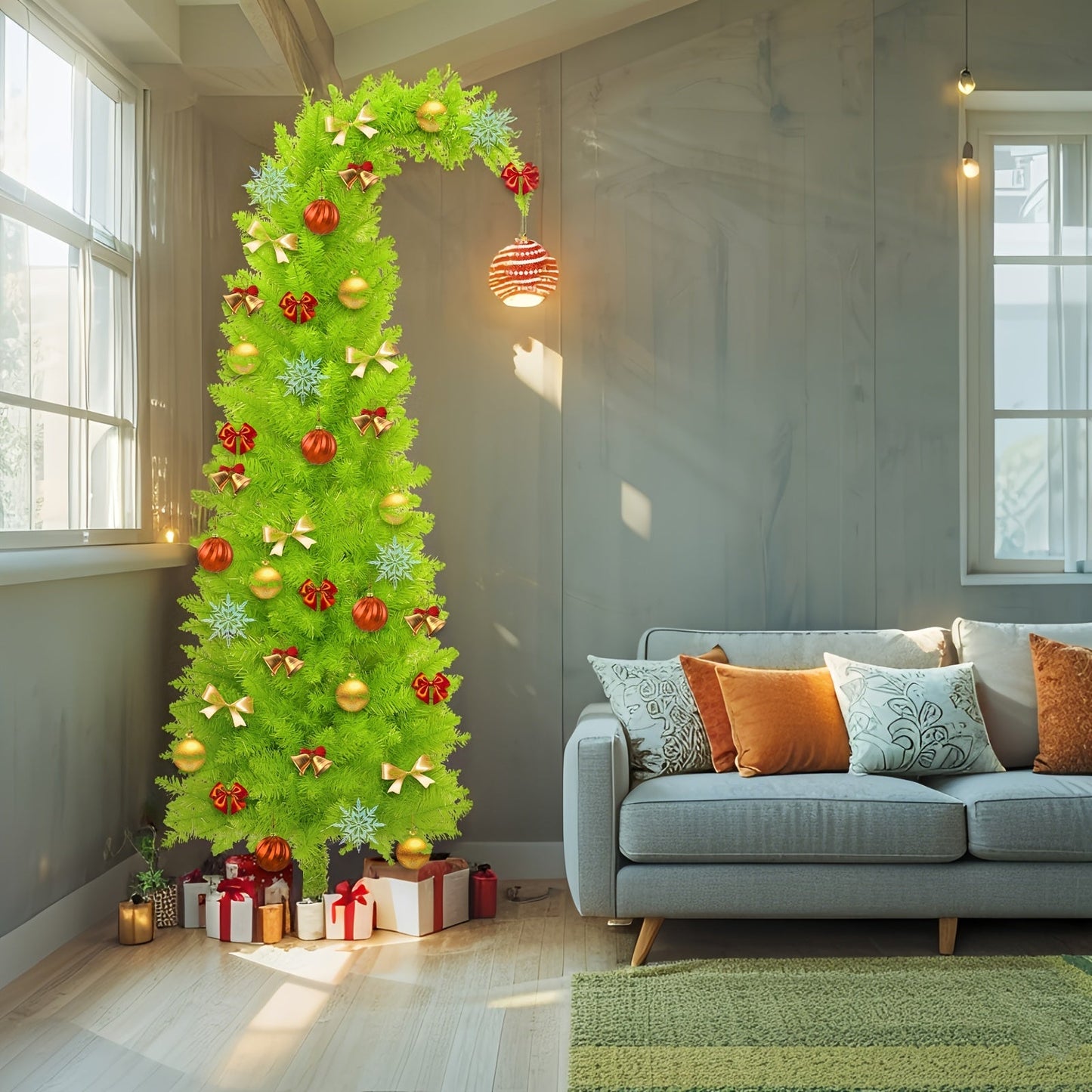 Compact Pre-Lit Christmas Tree Indoor Decorative Plastic Stand - VogeLuxe