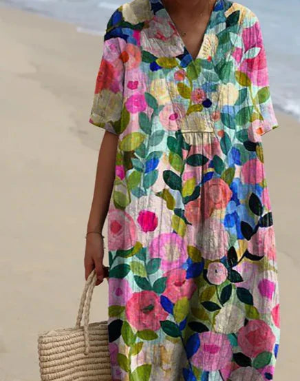 Colorful Fashionable Ladies Dress with Fun Pattern - VogeLuxe